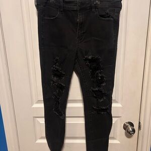 American Eagle Outfitters Black Distressed Skinny Jeans